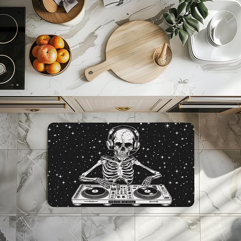 Halloween Rug Cat Crow Skeleton Ghost Pumpkin Printed for Halloween Floor Decoration Rug Entrance Mat Living Room Bedroom Decor