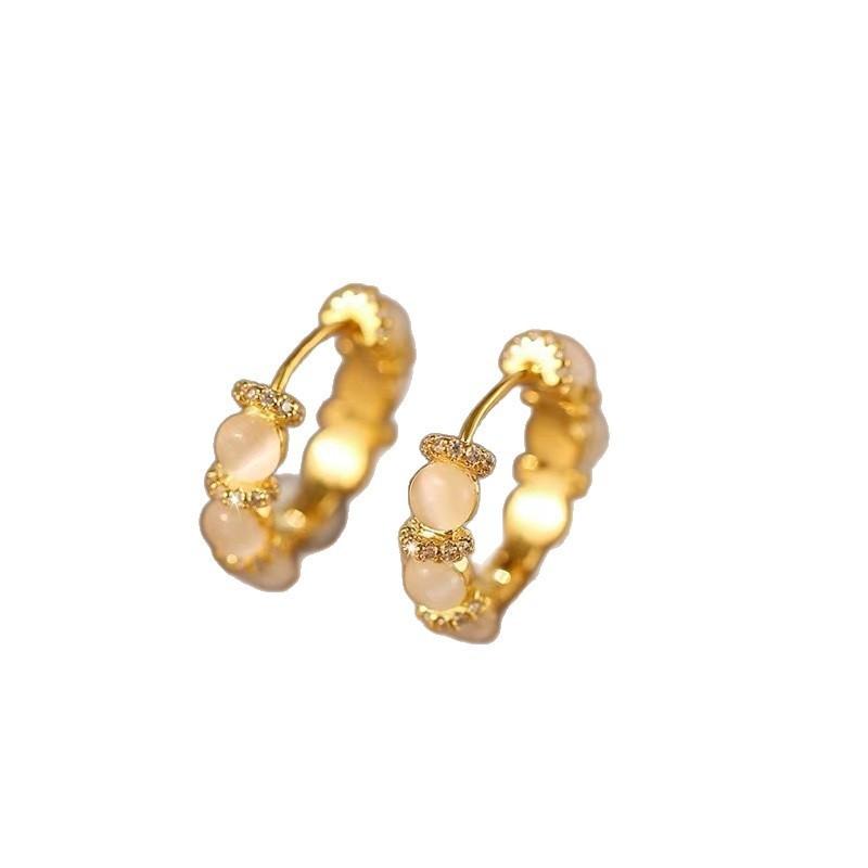 Cat s Eye Stone Earrings, Commuting Design Earrings Exquisite Earrings one size белый