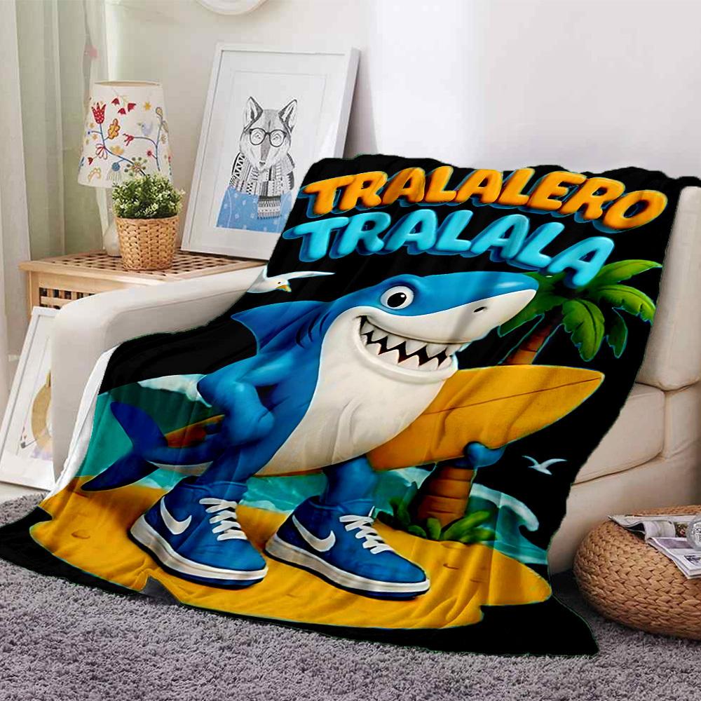 1pc Shark Surfboard Throw Blanket Soft Flannel, Cozy All Season Polyester Perfect for Home, Office 80cmx120cm