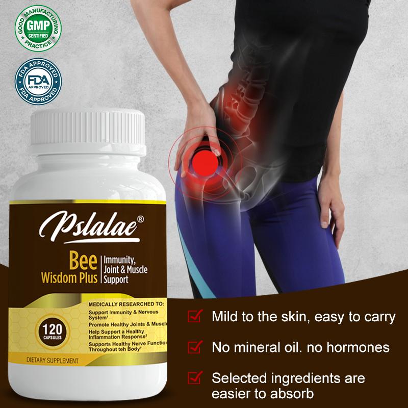 Pslalae Cápsulas de extrato puro de veneno de abelha, contendo glucosamina, aliviam a dor nas articulações, adequadas para homens e mulheres.