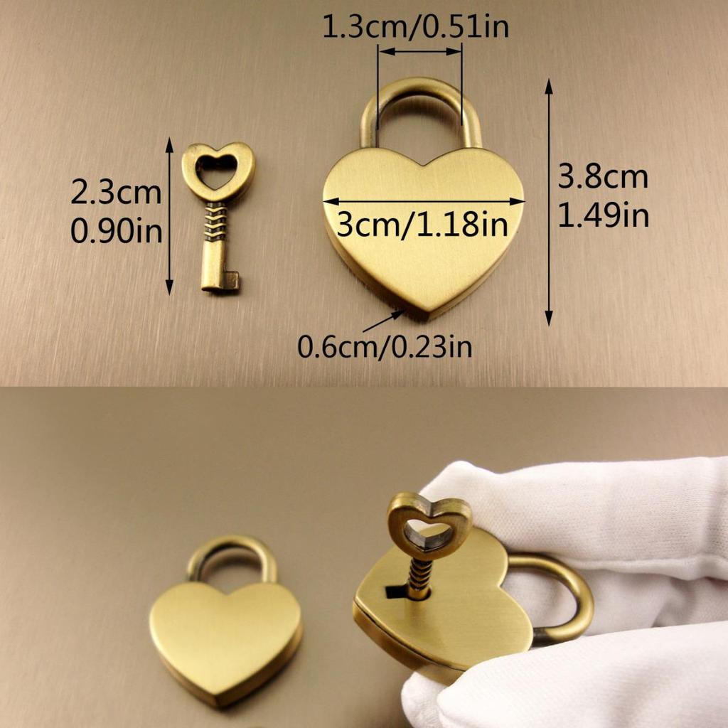Mini Peach Heart Padlock with Keys for Dorm Lockers, Suitcases & Bags