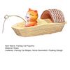 Floating Fishing Cat Figurine Black Awning Boat Cartoon Cat Statue Resin Sculpture Fish Tanks Aquarium Micro Landscaping Decoration Ornament