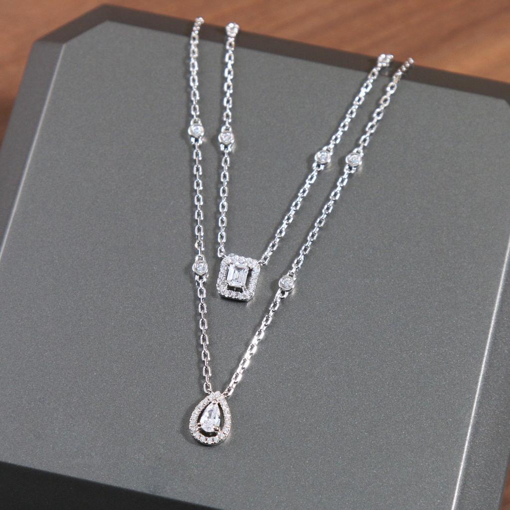 New Hot Brand Vintage Water Drop Necklace Luxury Jewelry For Women Designer Pendant Pure 925 Sliver Lady Party Chain Necklaces
