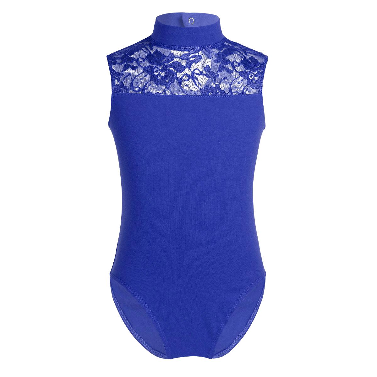 IEFiEL Mouwloos Kant Gymnastiek Ballet Dansrok Hemdje Turnpakje Jumpsuit voor kinderen, Danskleding 13-14 Years blauw