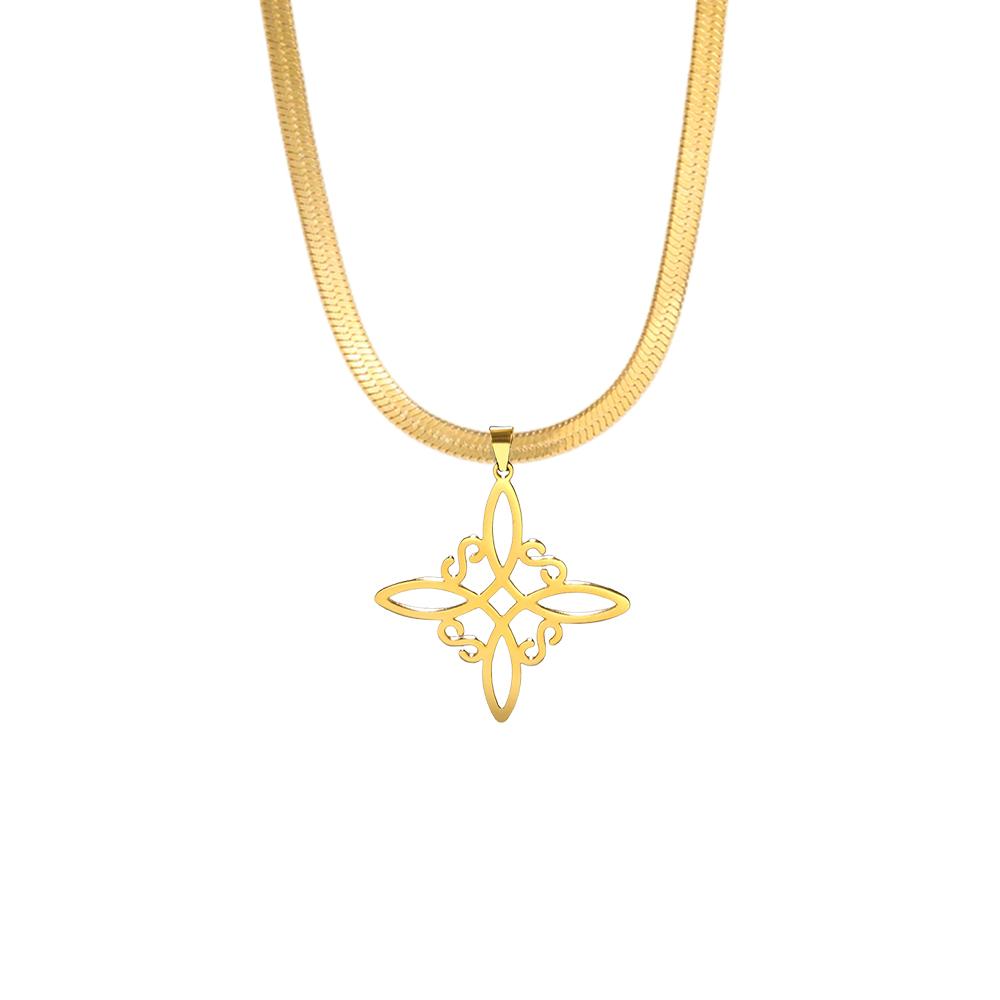 Gold Witch Knot Necklace for Women Stainless Steel Snake Chain Jewelry Christmas Gift Fashion Accessory