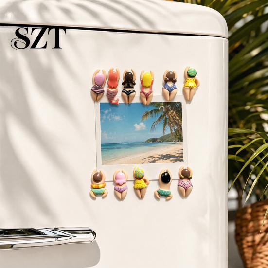 Swimming Athlete Magnet 6/11Pcs 3D Figure Refrigerator Magnet, Cartoon Bikini Women Kitchen Decorative Home Office Whiteboard Locker Fridge