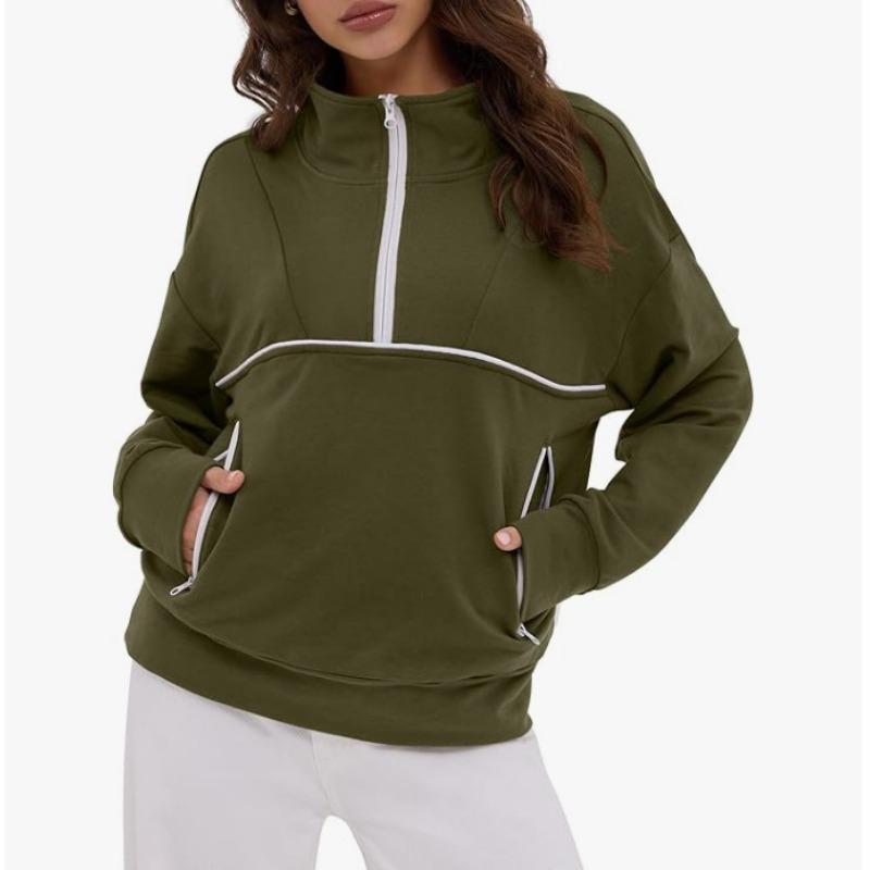 Fashionable Women's Hooded Sweatshirt Casual Pocket Top Loose Pullover