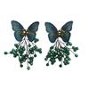 Butterfly crystal fringed stud earrings handmade crochet fresh and sweet fashion stud earrings women's light luxury exquisite removable