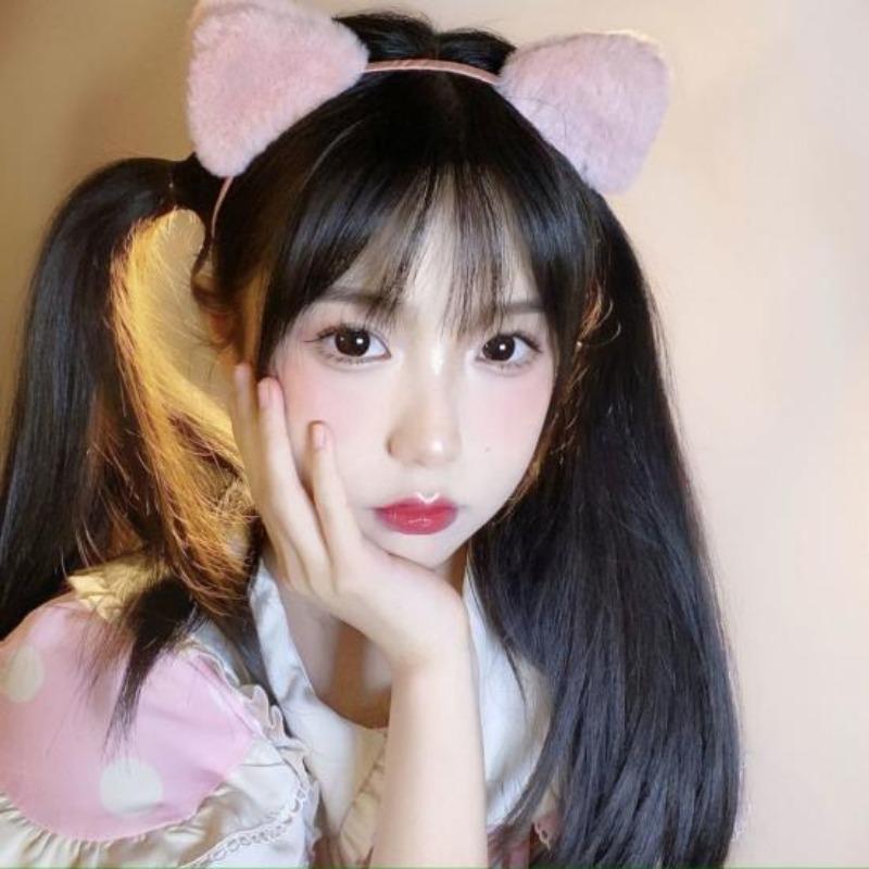 Women Hairband Soft Fluffy Plush Cartoon Kitty Ear Decor Elastic Narrow Brim Anti-slip Regular Fit Solid Color Head Decoration Hair Hoop