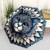 1pc Mandala Cat Art Automatic Folding Umbrella - 8-Rib Iron Frame, Windproof, Portable Sunshade with Plastic Handle for Travel & Outdoor Act