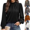 Dámské košile s dlouhým rukávem Top s falešným rolákem Blůzy s plisovaným předním dílem Elegantní ležérní podzimní oblečení Móda 2026