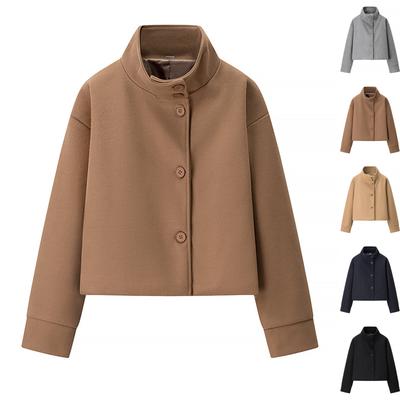 Women's Faux Suede Button Jacket Oversized Gathered Hem Short Length Coat Casual Vintage Outerwear With Pockets
