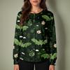 Women's Halloween Print Long Sleeve Cardigan Top with Single Button Front for Caregiver Uniform