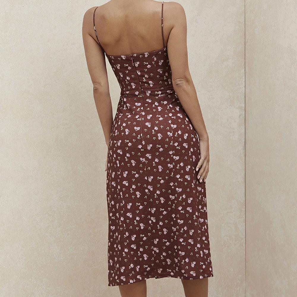 2026 Spring Women's Sexy Fashion Lace-up Print Slit Camisole Dress