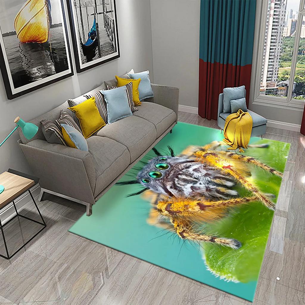 3D Colorful Spider Carpet for Living Room Bedroom Bathroom Entrance Non-slip Mat Doormats Carpet for Halloween Home Decor Gifts