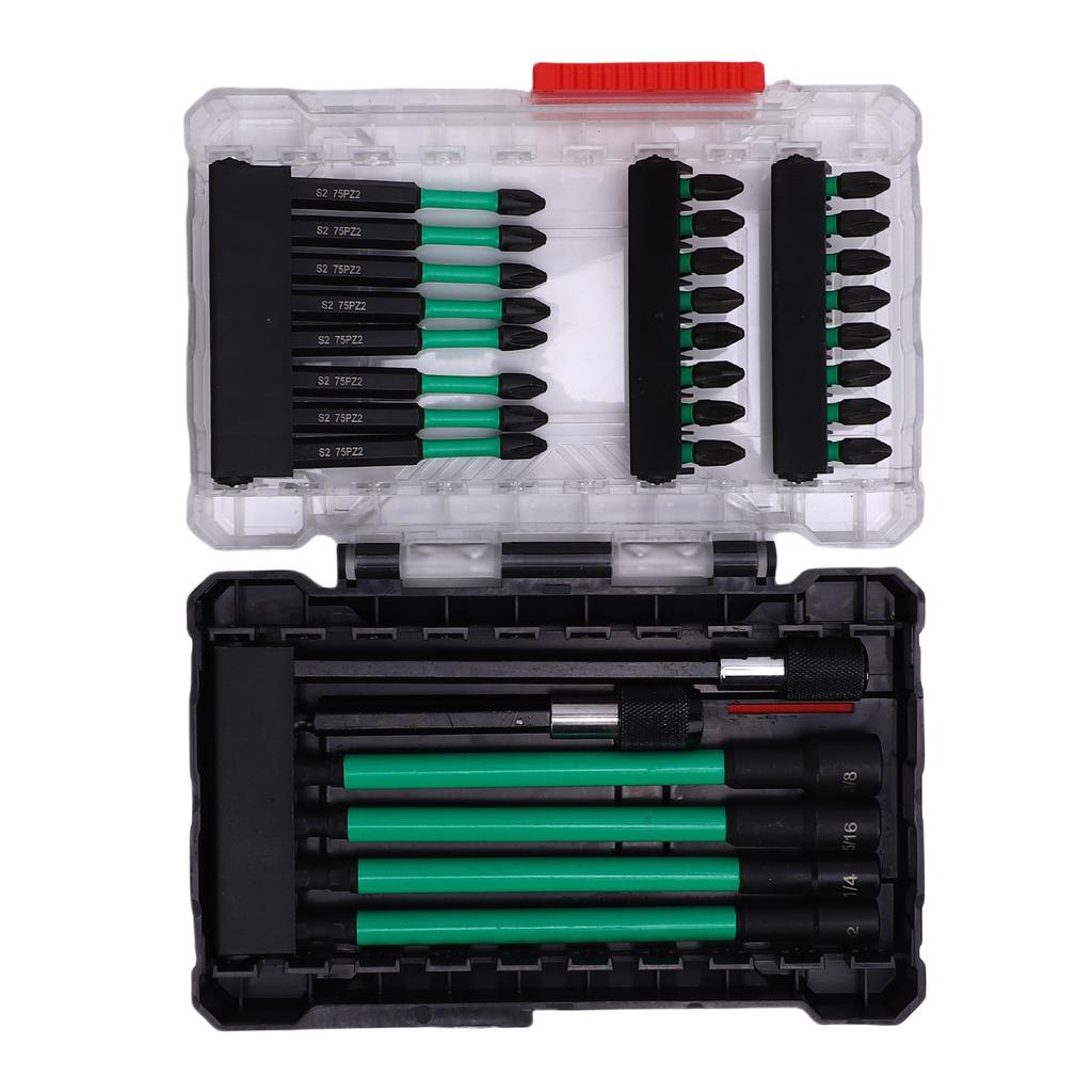 30Pcs Impact Screwdriver Bit Set S2 Impact Driver Bit Set with Extension Bar Adapter Kit for Industrial Applications