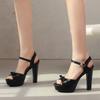 Krazing Pot Polyurethane Super High Heels Summer Size 43 Size 42 Size 50 Butterfly-knot Women Peep Toe Sandals
