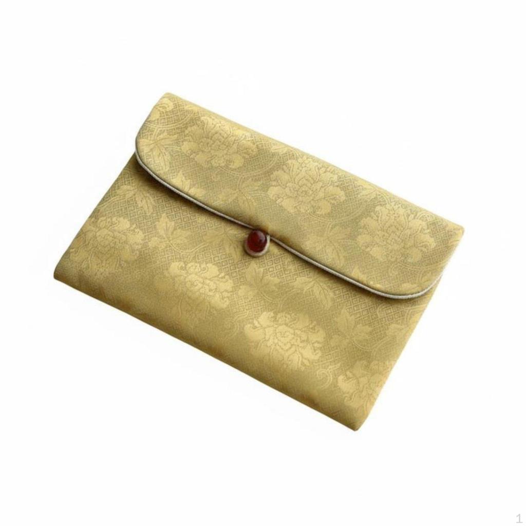 Embroidered Brocade Pouch Flower Embroidery Jewelry Elegant Design Chinese