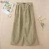 ZANZEA Women Daily Casual Solid Color Loose Long Pants
