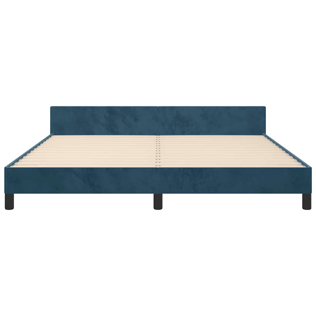 Bed Frame with Headboard Dark Blue 180 x 200 cm Velvet