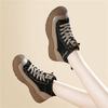 Leder High-Top dicke Sohle Herbst und Winter neu Ein-Pedal Damen Schuhe lässig Sport Rundkopf Schnürung Damen Arbeitskleidung Schuhe