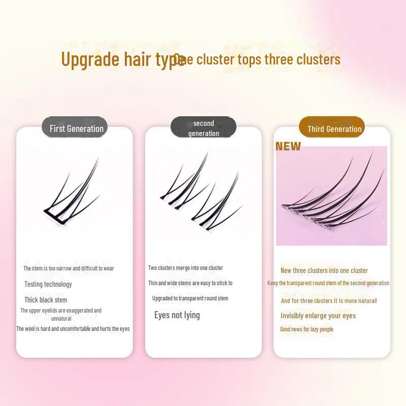 Coolles Thunderbolt Segmented Natural Lower Eyelashes – Small Flame Design with Transparent Stem