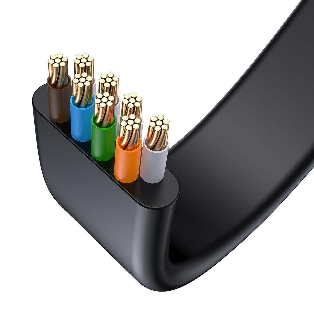 Baseus 15m High-Speed Flat Ethernet RJ45 Cable, 1Gbps, Black (Model: WKJS000301)