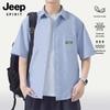 JEEP SPIRIT Men's Casual Striped Oxford Short-Sleeve Shirt