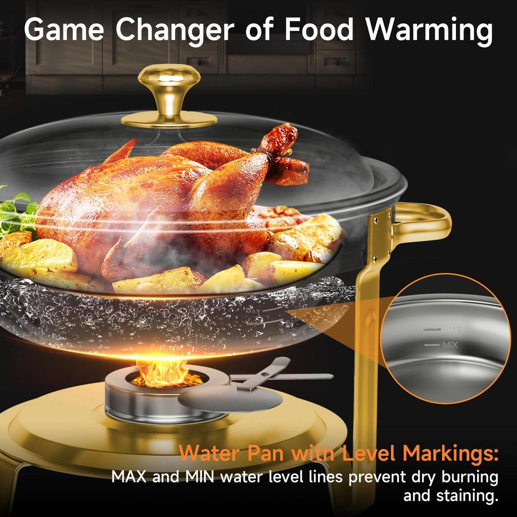 Small Round Stainless Steel Buffet Stove - Gold Alcohol Heater for Hotels and Restaurants