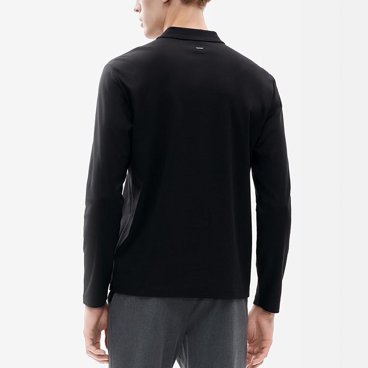 Fila Solid Color Sports Knit Long Sleeve Polo Shirt Men Tops Black F11M212201FBK