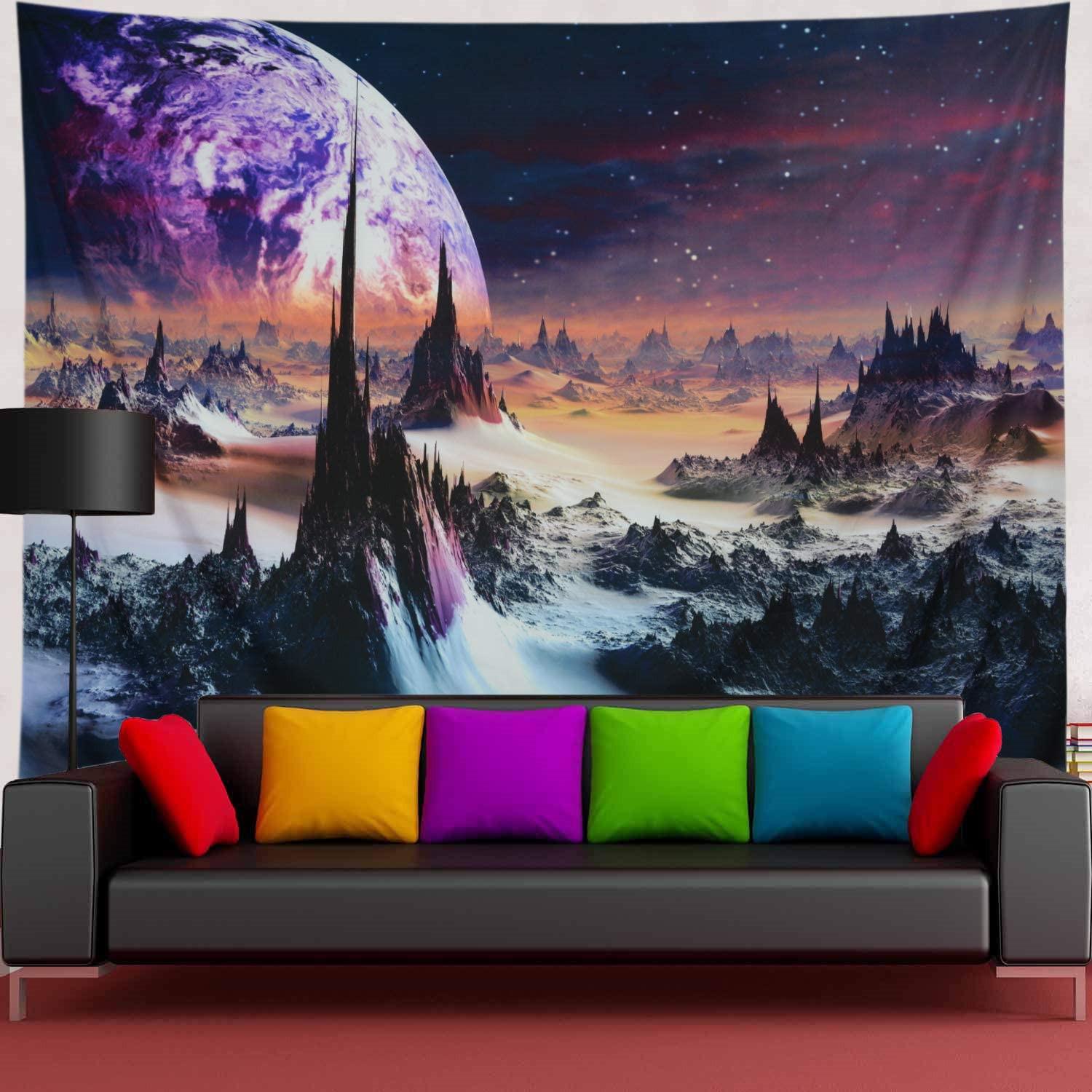 

Планетарный гобелен, Гобелен с горным хребтом, 3D Млечный Путь, Звездный гобелен, Космический пейзаж, Гобелен, Фоновая ткань для гостиной 95*73