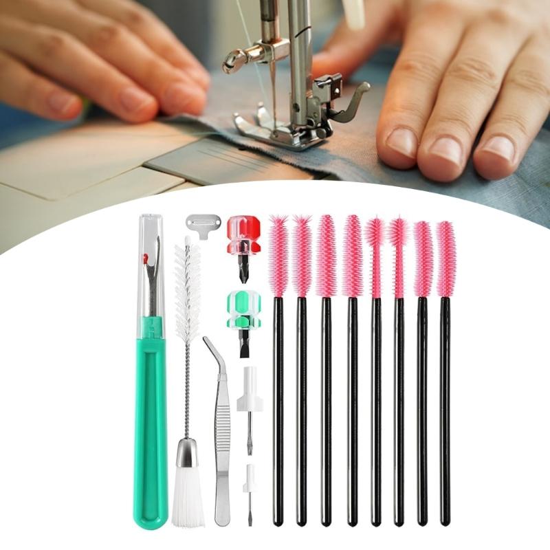 16Pcs Multifunction Sewing Machine Repair Accessories Includes Tweezer Double Headed Brush Screwdrivers Seam Unpicker