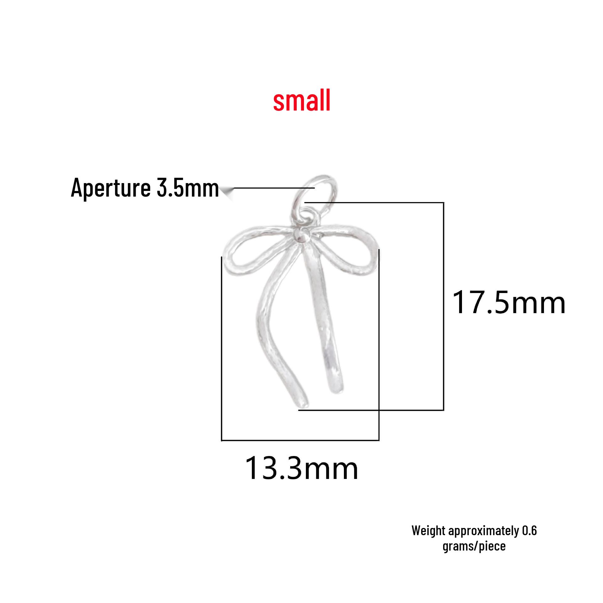 S999 Sterling Silver Bow Charm for DIY Crystal Bracelet  Necklace Plain Silver маленький