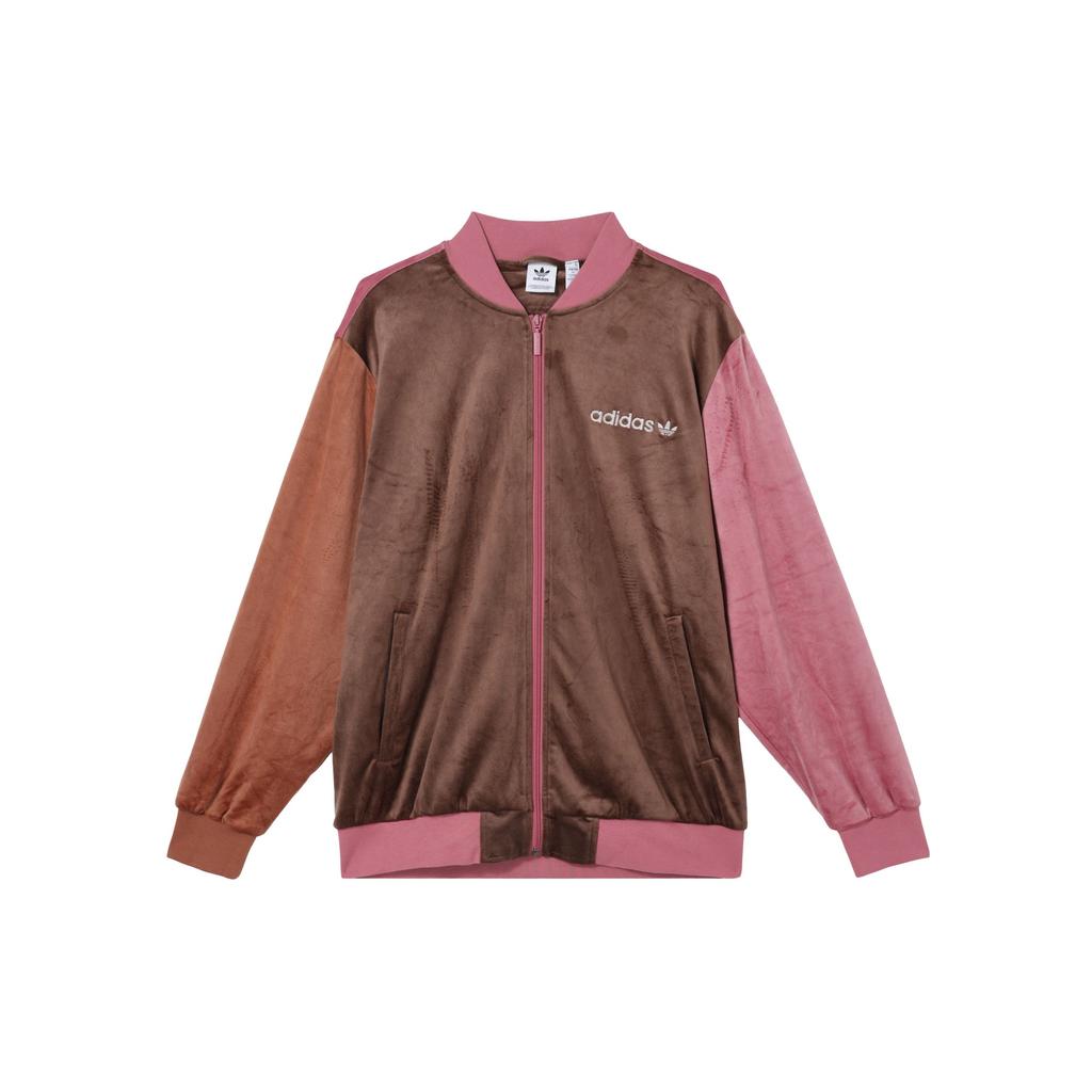 Adidas Originals Retro Sports Stand Collar Color Block Woven Breathable Casual Long Sleeve Jacket Women Jacket Dark-Purple H33336