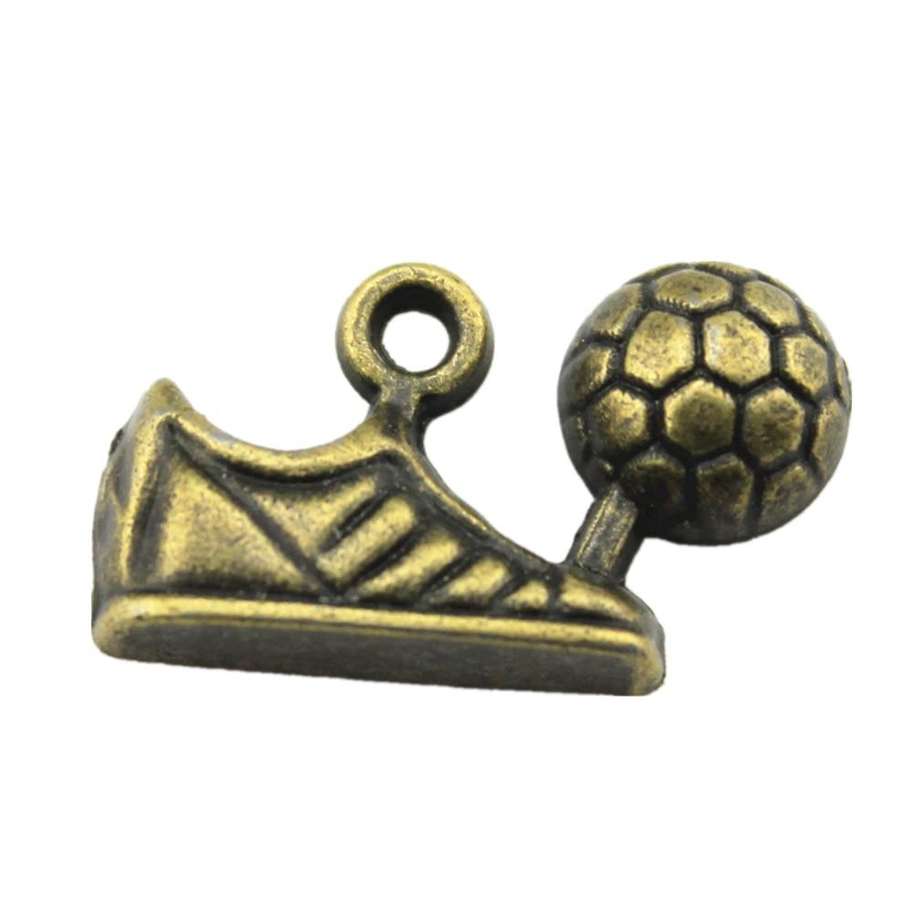 

10шт. Подвески для футбола и обуви, подвески под старину, бронзовый цвет, цинковый сплав, 15X23 мм