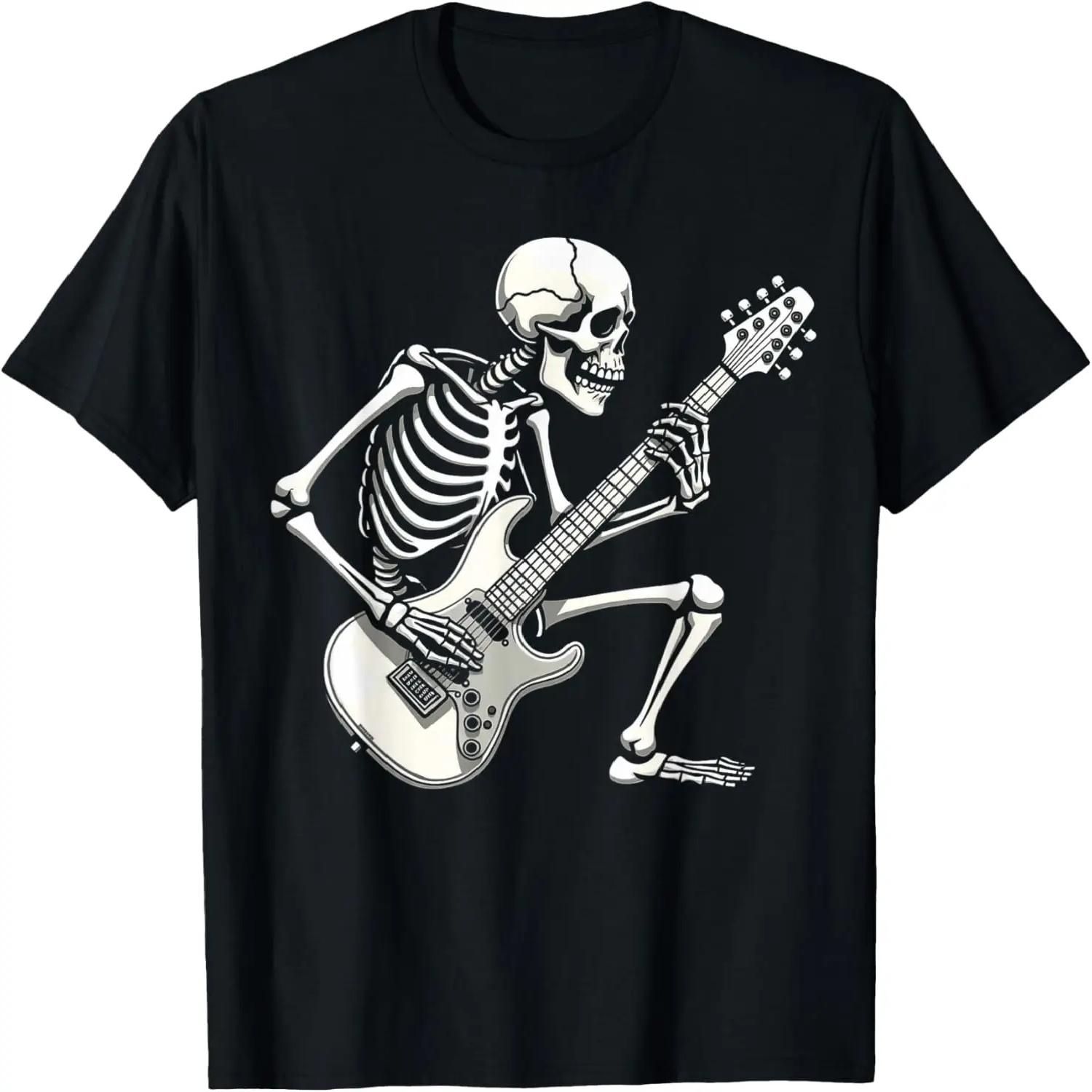 Halloween Skeleton Playing Guitar Rock And Roll Graphic art T-Shirt XXXXXL чёрный