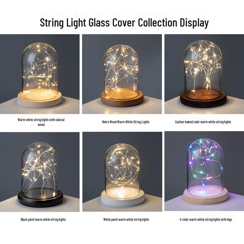 LED Sea Urchin Night Light with Preserved Flower in Glass Cover