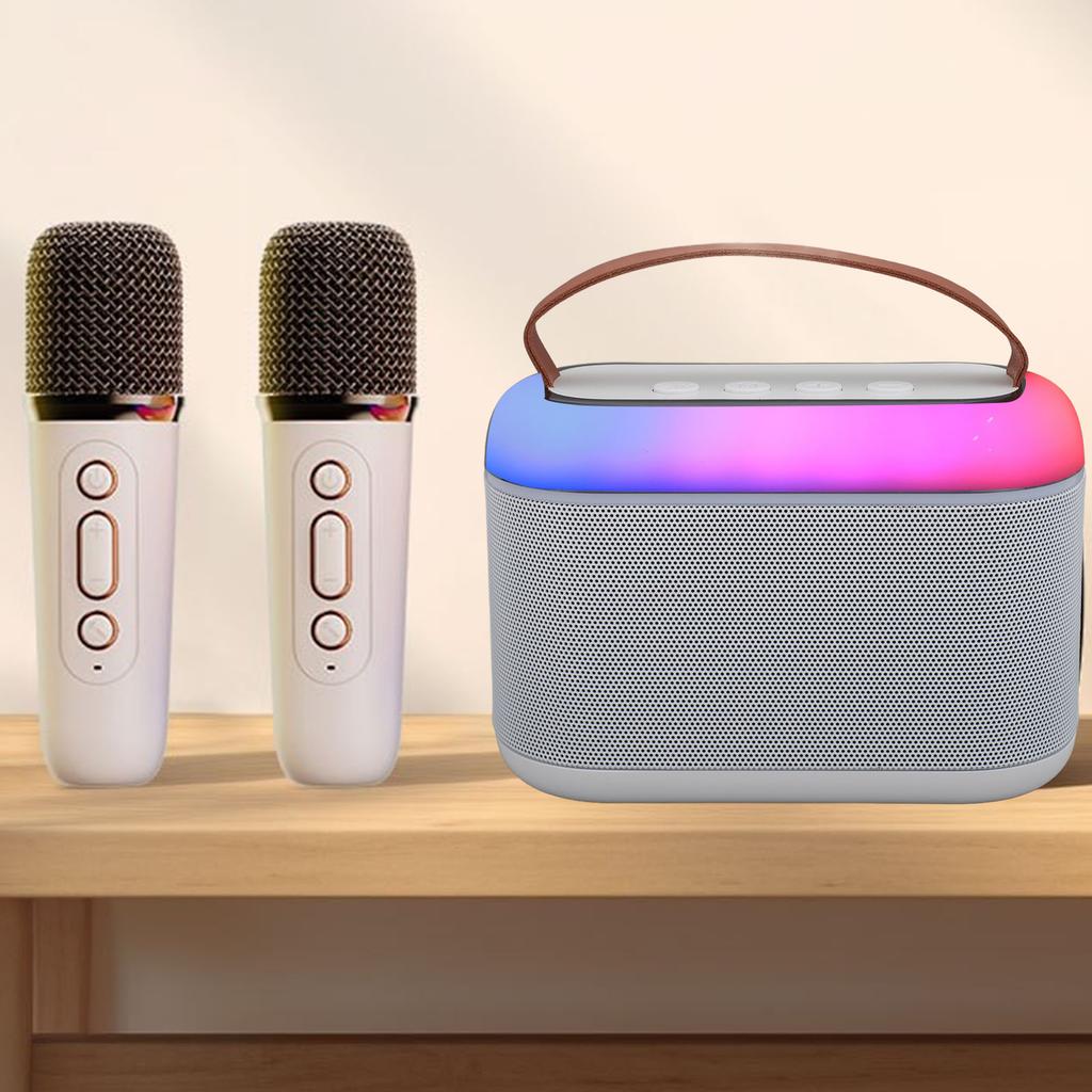 Karaoke Machine for Kids Adults Portable 5.0 Speaker with 2 Wireless Microphones RGB Light for Home Party