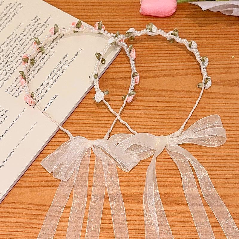 Versatile Pearl Flower Satin Headband for Girls and Adults – Fairy Mori Style