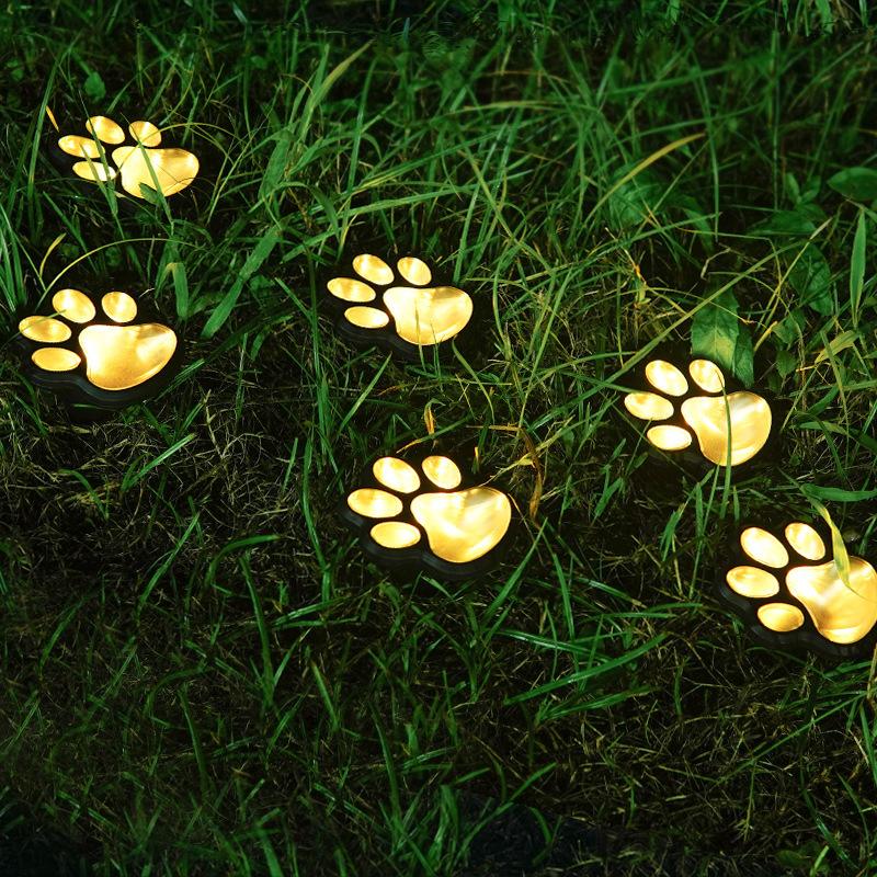 Outdoor LED Solar Paw Print Lights Waterproof Dog Cat Animal Path Lamp for Garden Patio Lawn Camping Home Decor