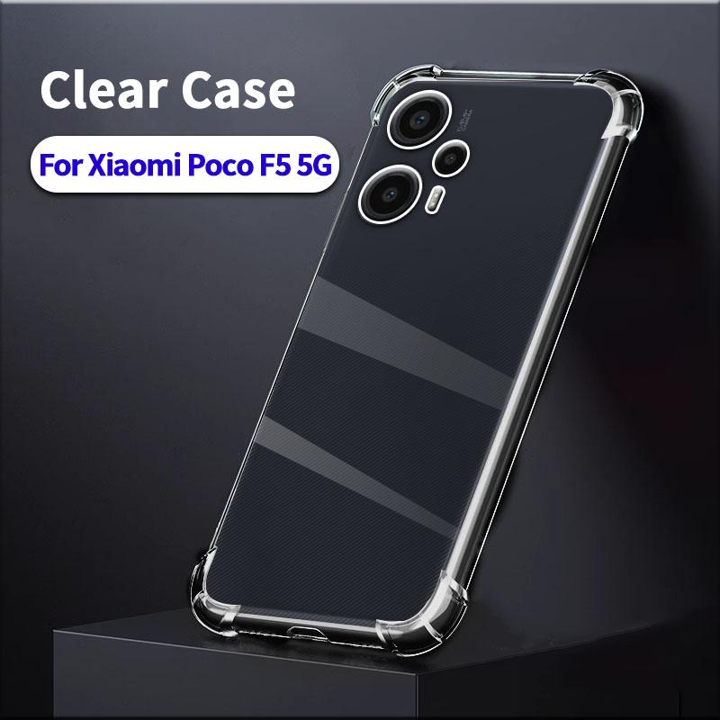 3D Airbag Clear Silicone Phone Case For Xiaomi Poco F5 F5Pro F6 F6Pro 5G Shockproof Soft Protective Shell Transparent Back Cover