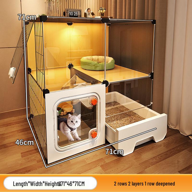 Compact Indoor Cat Villa: Integrated Bed, Toilet, and Play Area - Space-Saving Design for Apartment Living