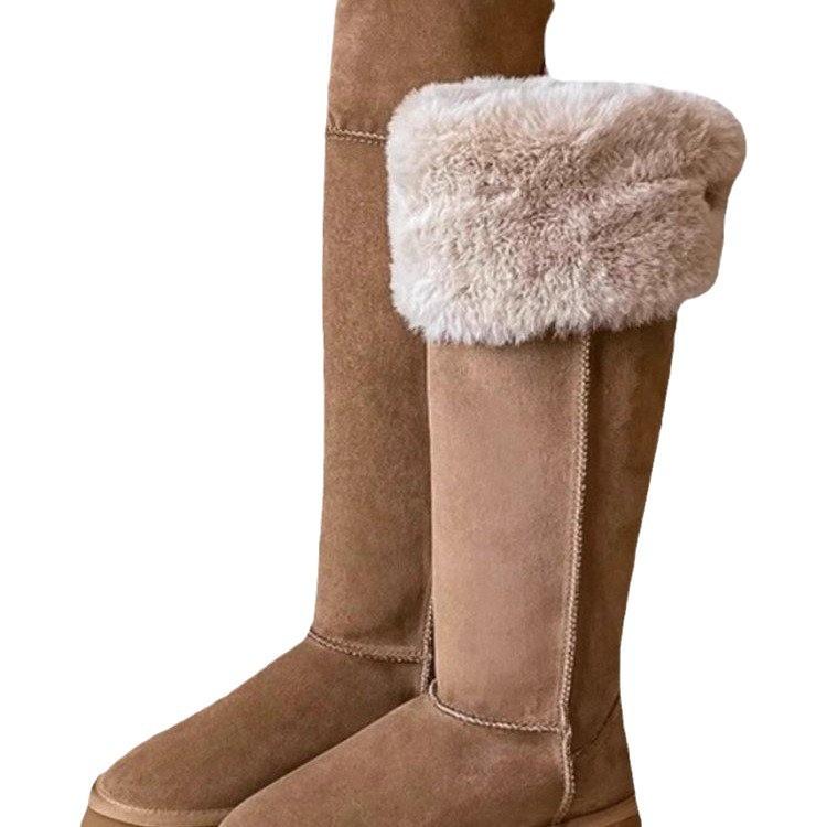 Qian Songyi Has the Same Long Snow Boots for Women's Winter Velvet and Thicker 2025 New Platform Cotton Shoes But Knee Boots