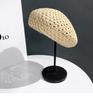 Japanese Simple Versatile Beret Children Summer Thin Hollow Straw Bud Hat Internet Celebrity British Painter Hat