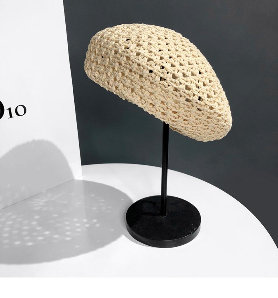 Japanese Simple Versatile Beret Children Summer Thin Hollow Straw Bud Hat Internet Celebrity British Painter Hat