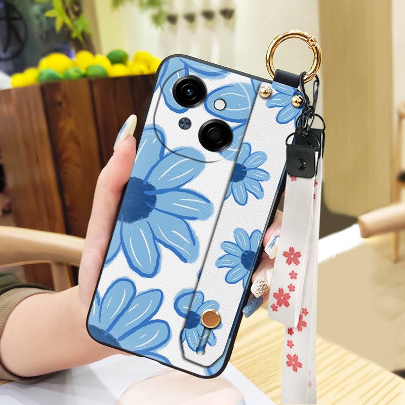 Protective Anti-knock Phone Case For Tecno POP9 4G/Spark GO 1/KL4 Flower Phone Holder Ring Kickstand Dirt-resistant