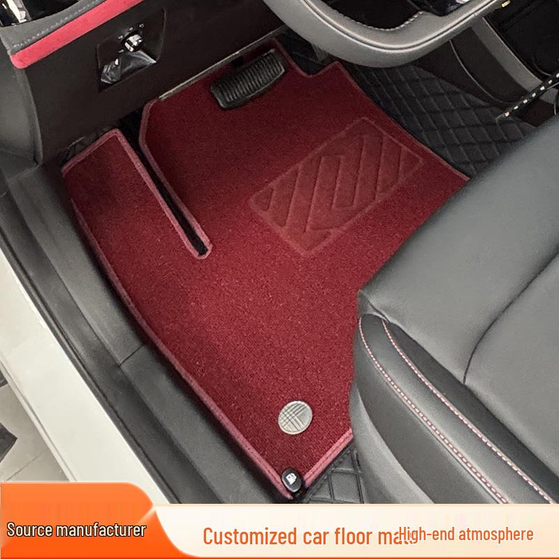 

Changan X5 Black Waterproof Floor Mats with Wine Red Teslin Carpet Customizable (refer to details)
