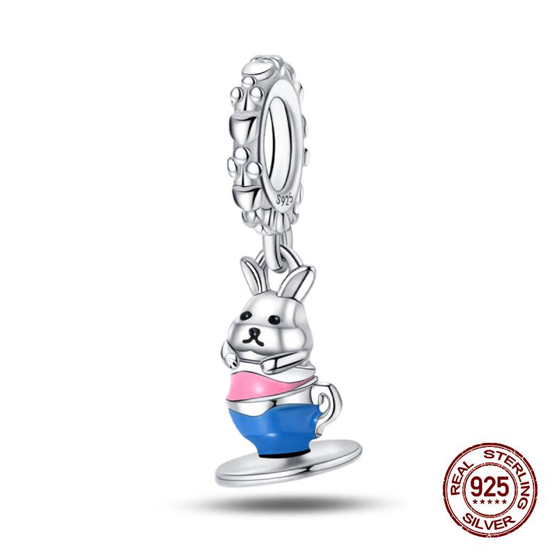 100 % 925 Sterling Silber Teetasse Musik Katze Rosa Katzenpfote Charms Perlen Fit 925 Original Armband Fein DIY Niedlich Schmuck Geschenk