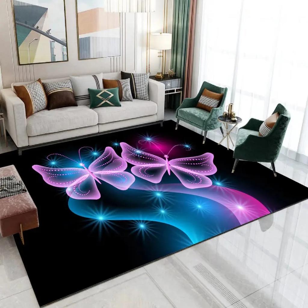 3D Print Dream Butterfly Carpet Children Bedroom Decor Floor Mat Soft Anti-slip Living Room Carpets Home Decoration Area Rug
