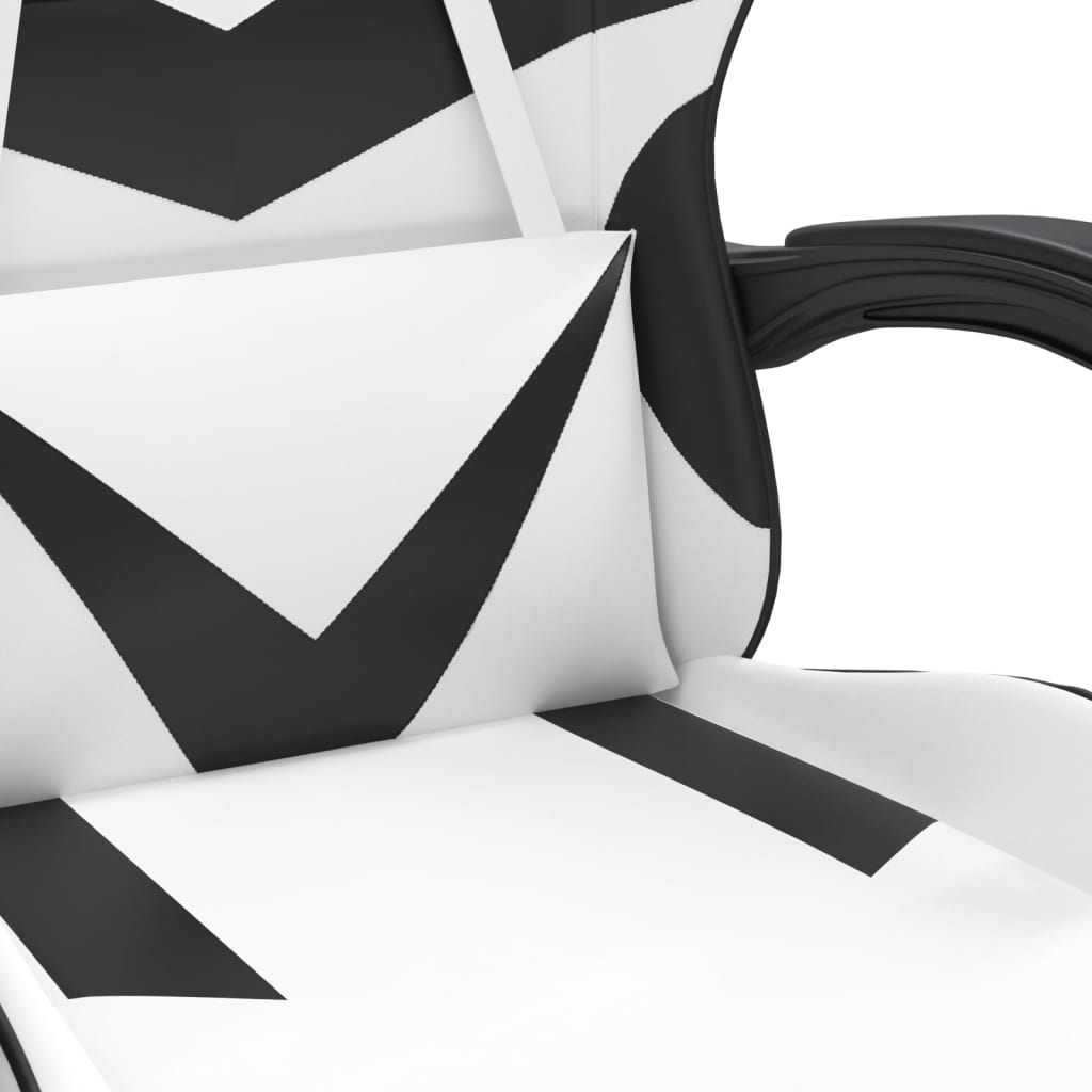 Gaming Chair In White and Black Synthetic Leather